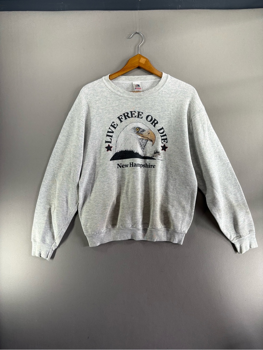 Vintage Live Free Or Die New Hampshire 80’ Large Gray Fruit Of The Loom Retro